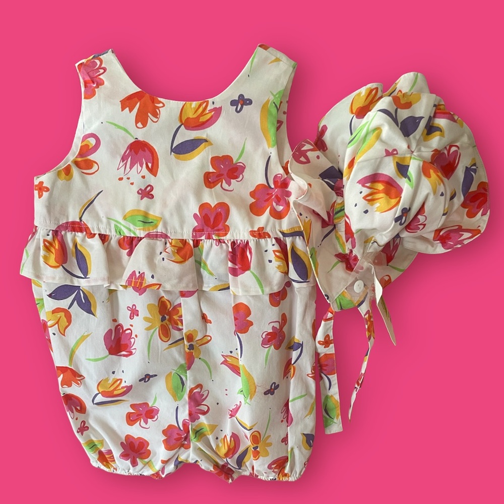 Class Club Baby 2 Pc Set Bubble Suit Onesie + Sun Hat ~ Size 9 mos. ~ NEW w tags